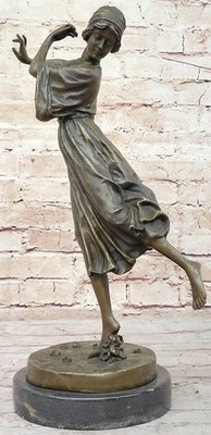 DANCING WOMAN BY MILO BRONZE SCULPTURE FIGURINE FIGURE STATUE MARBLE BASE DECOR