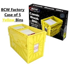 1 Case (5) BCW Yellow Short Comic Book Box Bin | Acid Free Storage & Organizer