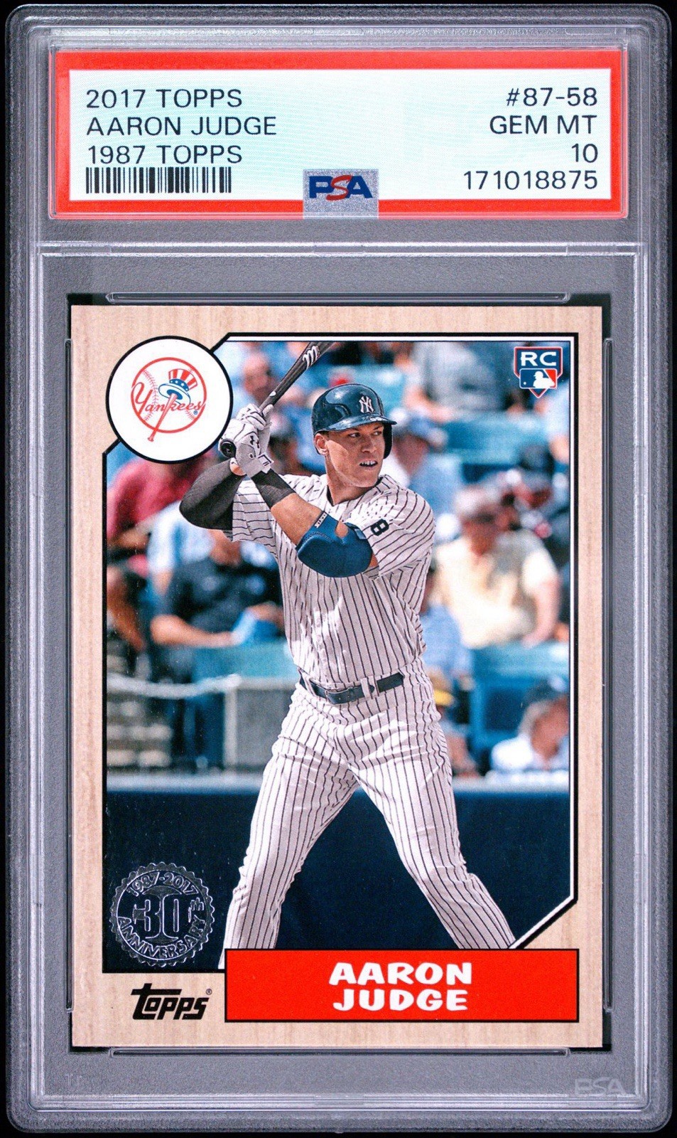 2017 Topps 1987 Topps Aaron Judge #87-58 PSA 10 view 1