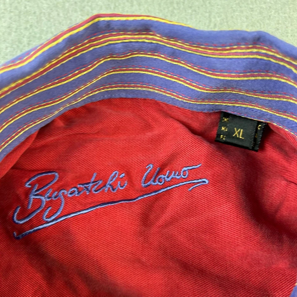 Bugatchi Uomo Shirt Mens XL Purple Striped Long Sleeves Button Up - Image 2 of 4