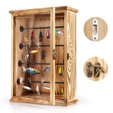 Ibnotuiy Fishing Lures Storage Display Case Wall Cabinet Tackle Box Organizer...