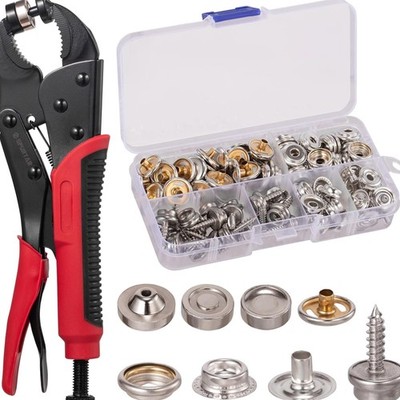 Druckknopf Set mit Zange verstellbar 40 Sets 15mm für  Stoff Tücher