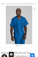 Barco One Men's Amplify V-Neck Scrub Top Royal Blue