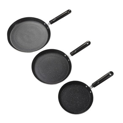 3 Piece Frying Pan Set Black Portable Anti Stick Frying Pan For Egg Mille Fe SET