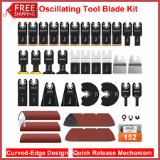 152pc Oscillating Multi Tool Blades Curved Saw Metal Wood Sandpaper Complete Kit