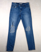 Levi's 721 Women's Blue Jeans High Rise Skinny 28 Premium Quality Distressed