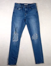 Levi's 721 Women's Blue Jeans High Rise Skinny 28 Premium Quality Distressed