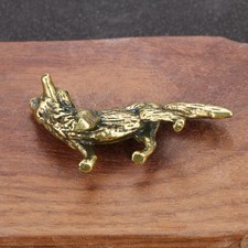 Vintage Brass Fox Shape Statue Exquisite Animal Figurine for Desktop Display