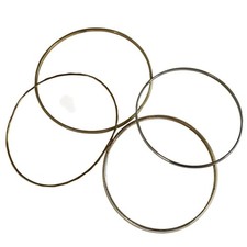 Set Of 4 Gold Tone Silver Slim Metal Bangle Bracelets Costume Jewelry u