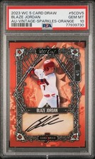 2023 WILD CARD 5 CARD DRAW AUTOS #5CDV5 BLAZE JORDAN 4/5 PSA 10 AUTO