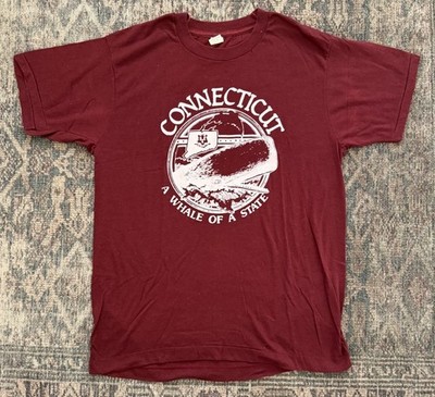 VTG 80s Connecticut A Whale of a State T Shirt Single Stitch Moby Dick USA SZ M