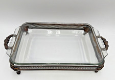 Silver Plate Vintage Antique Casserole Serving Pyrex Baking Dish