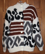 Womens Vintage I.B. Diffusion L Oversized Wool Mohair Boho Cardigan Sweater