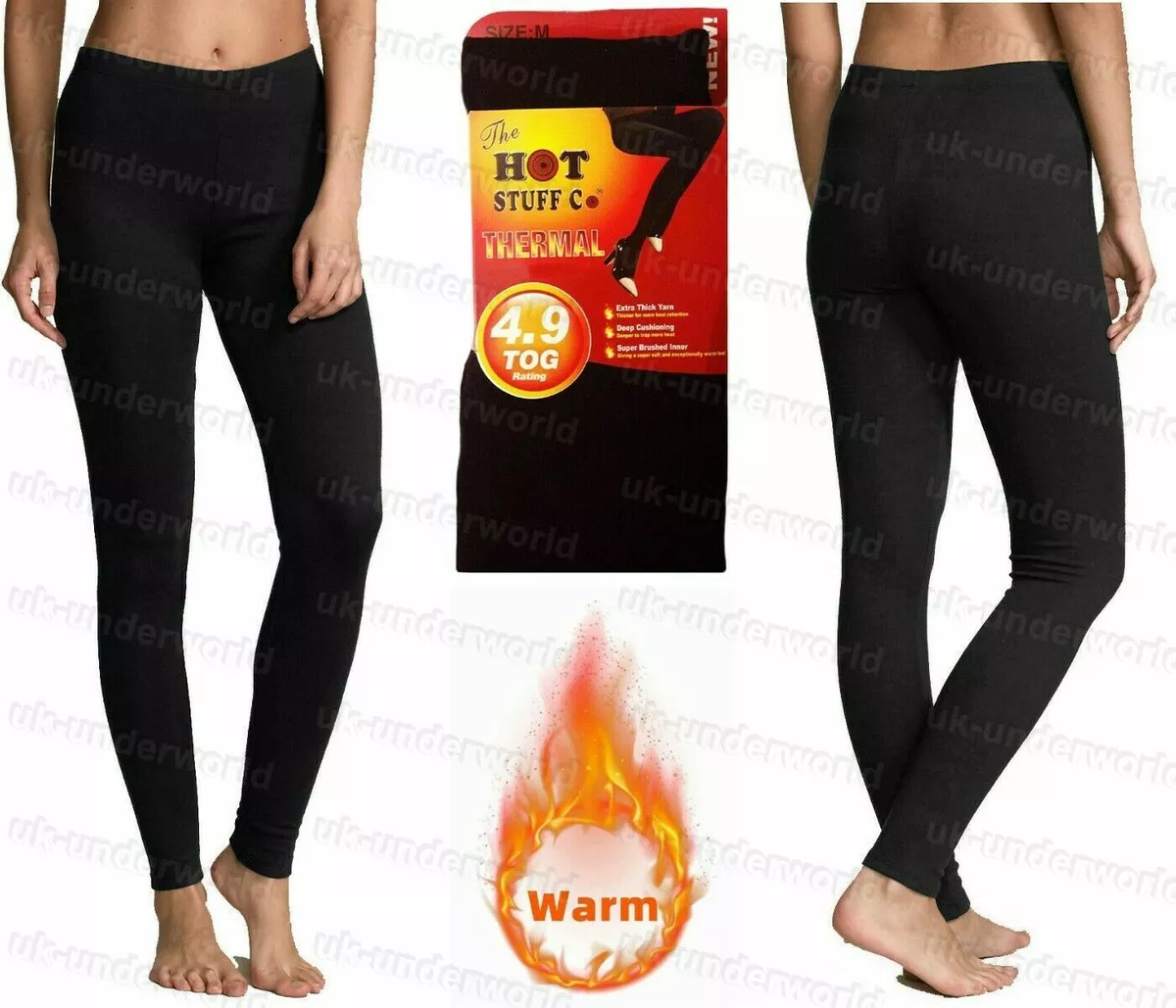 Ladies Thermal Leggings Fleece Lined Black 4.9 TOG Womens Winter