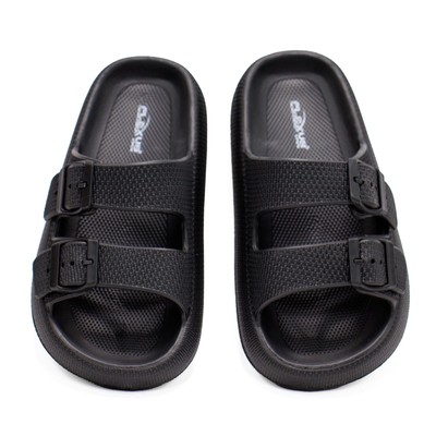 Women Spring Step Bubbles Cushioned Slide Sandals - Black