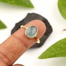 Natural Aqua Chalcedony Ring-Statement Ring-925 Silver Ring-Gift For Women Ring