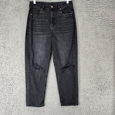 American Eagle Outfitters Jeans Womens 8 Black Stretch Mid Rise Mom Straight