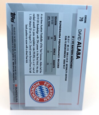 2020-21 Topps Chrome Bundesliga Sapphire David Alaba #79 FC Bayern