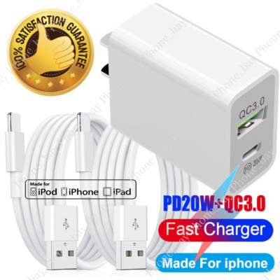 Fast Charger QC PD 20W Power Adapter Cube USB Cord For iPhone 13 12 14 8 7 6 Lot