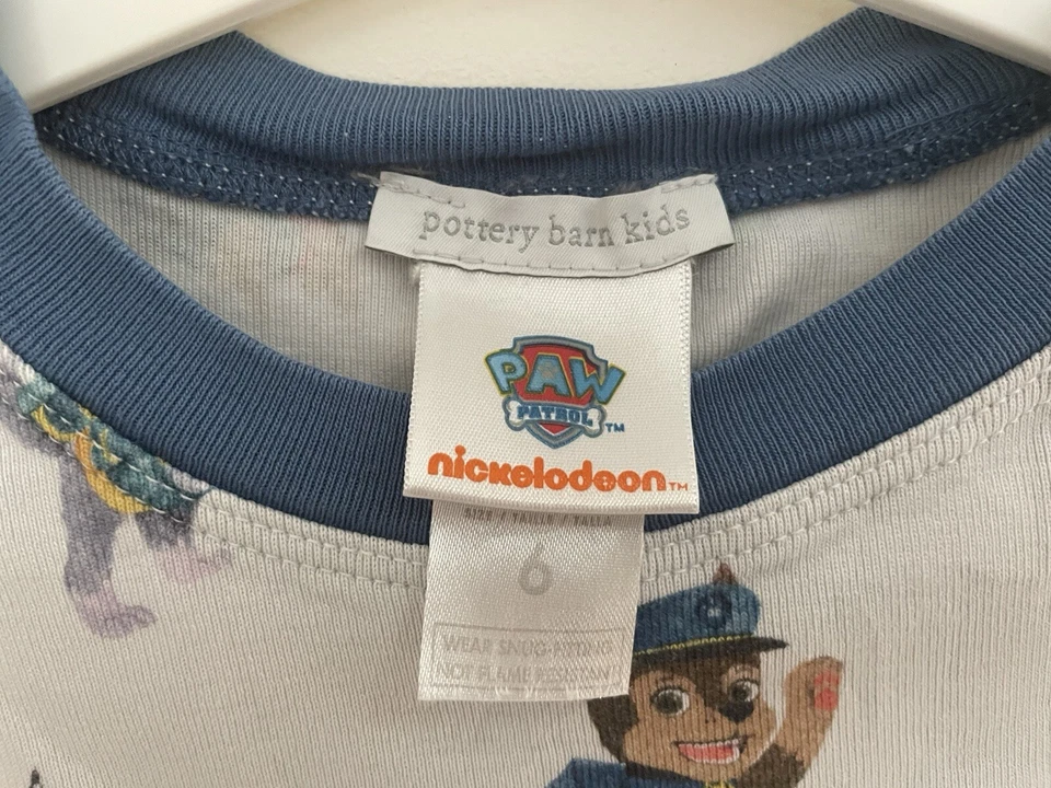 Pottery Barn Kids Paw Patrol Boys Chase Marshall Skye 100% Cotton PJ Top White 6 - Image 2 of 4