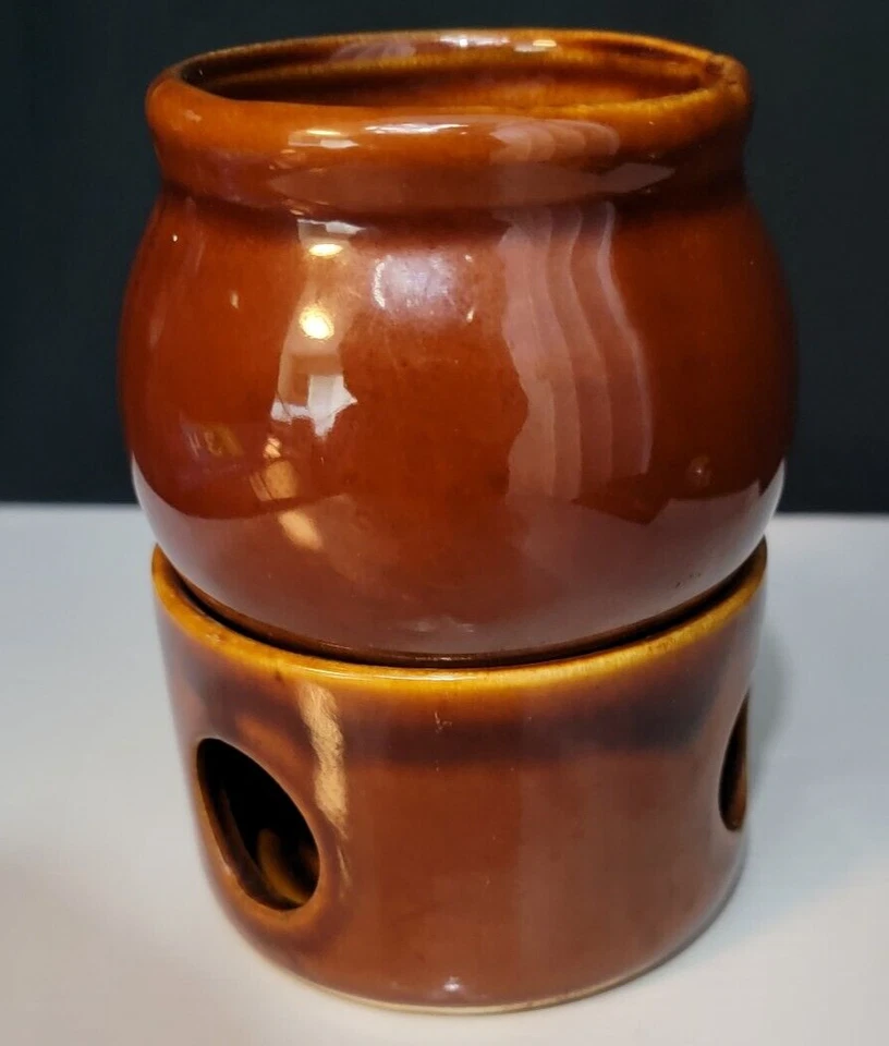 De colección 1985 Sirius Enterprise Popurrí Calentador Quemador Marrón Tostado Blanco Rayas Usado en Excelente Condición Foto 2 de 4