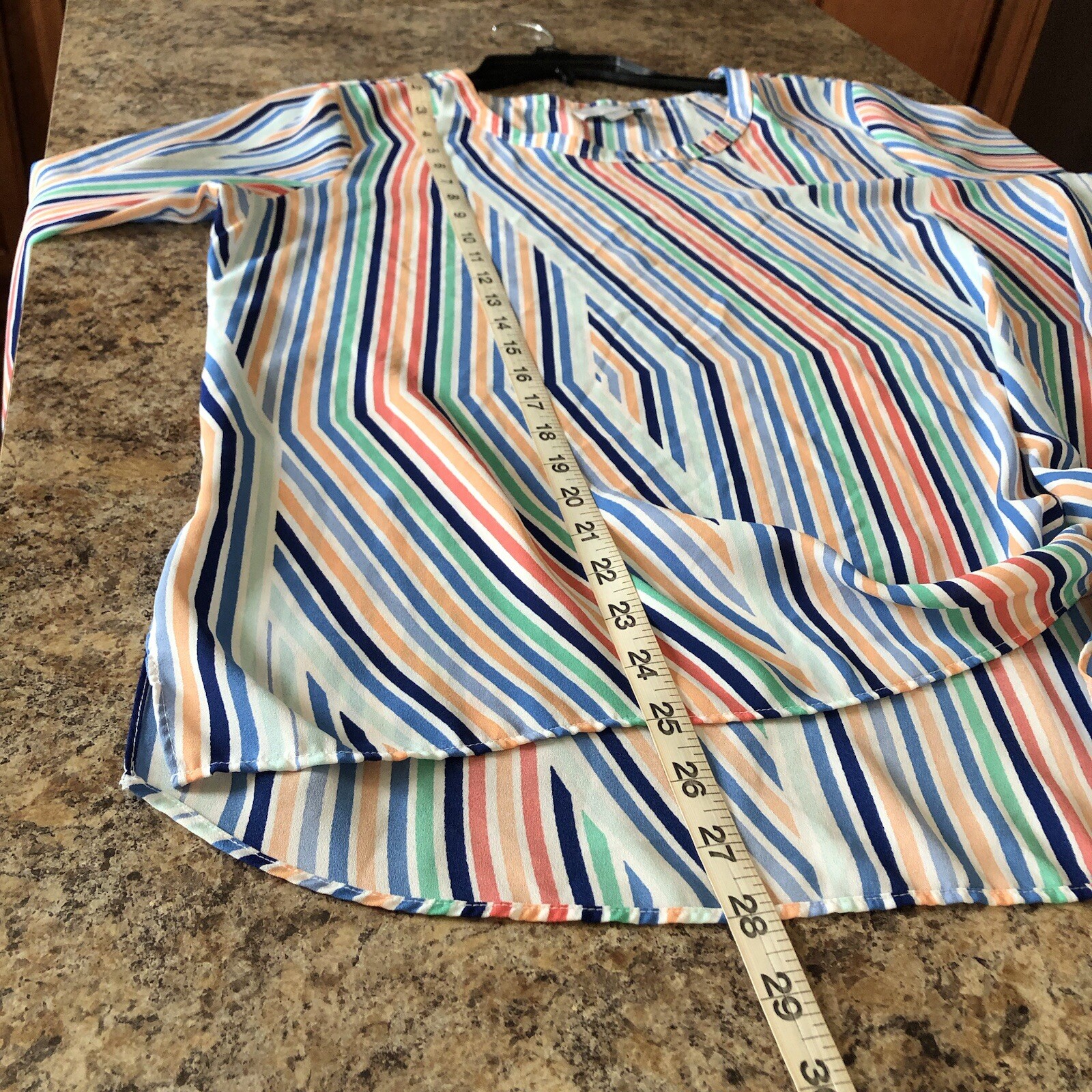 Belle Sky Sz XL Striped Long Sleeve Tie Front Blouse