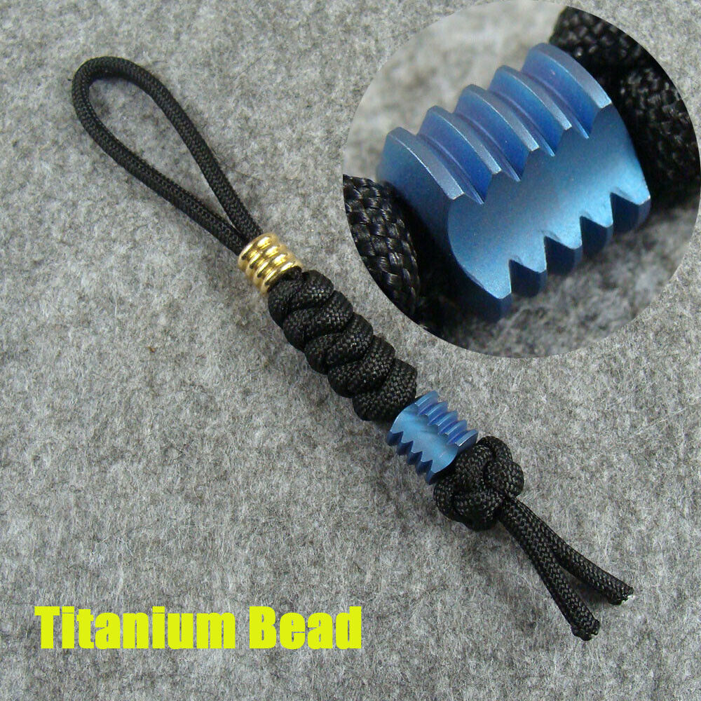 Titanium Lanyard Bead Knife Paracord Beads Ti Beads With Handmade Lanyard