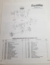 EarthWay Professional Broadcast Spreader 2150 Assembly, Parts, & Settings Manual