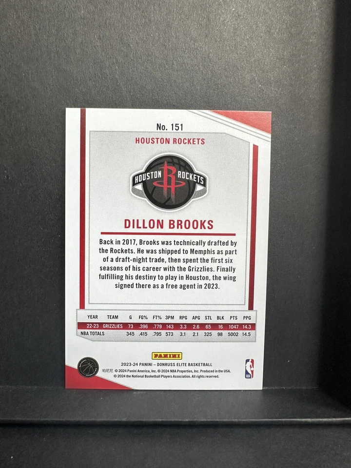 2023-24 Panini Donruss Elite Dillon Brooks /88 Red International Hobby - Image 2 of 4