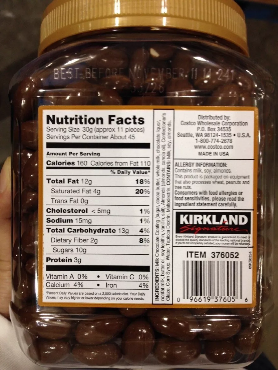 Kirkland chocolate 2024 covered almonds