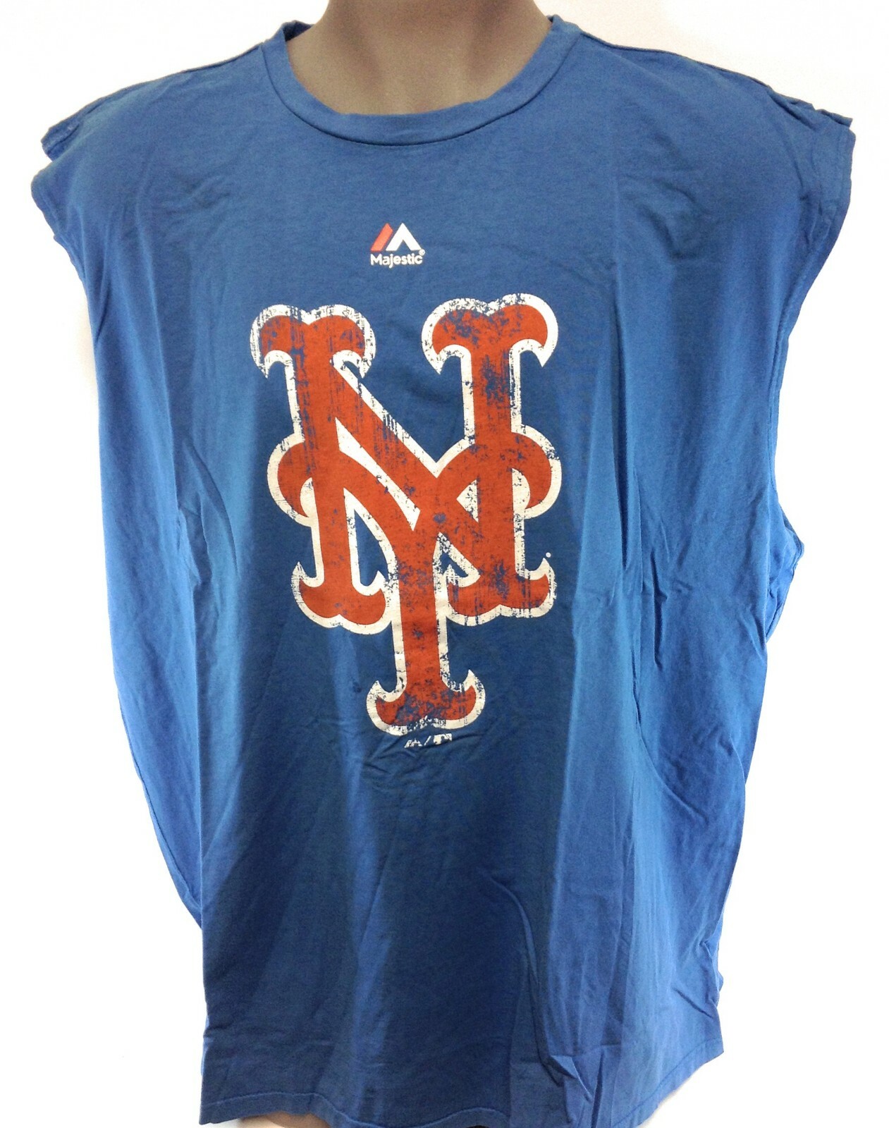 Mens Majestic MLB New York NY Mets retro Logo Baseball Tank Top