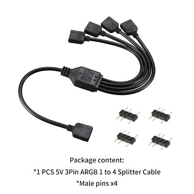 2 Stück RGB-Splitterkabel Kabel, Lüfter Splitter Adapter, 3-poliger LED