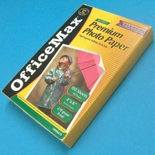 K473H OfficeMax Photo Paper 4x6" Glossy 8 mil OM96079 Open Box 98 Sheets AS-IS