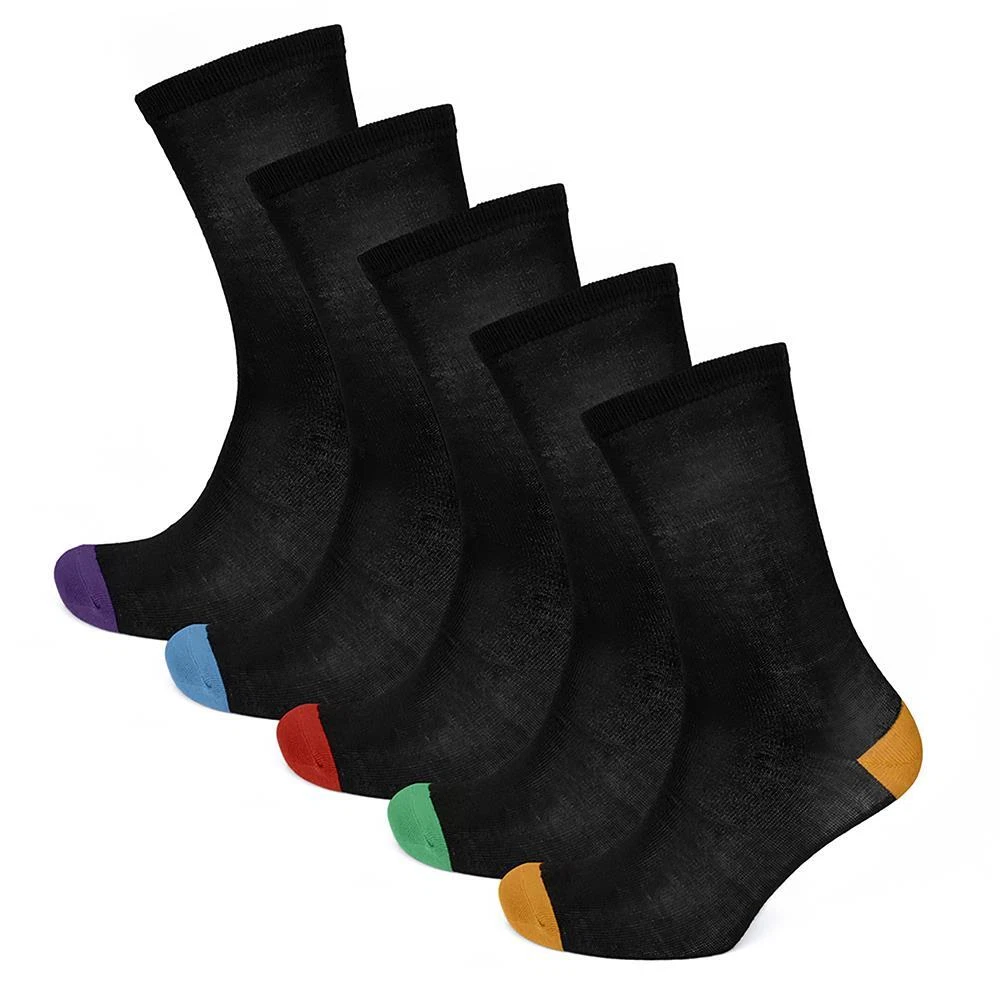 A2Z Mens Contrast Heel And Toe Pack Of 5 Multicoloured Cotton Comfortable Socks