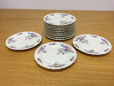 13 Thomas Ivory The Wentworth 6  Bread Plates Multicolor Floral Gold Trim