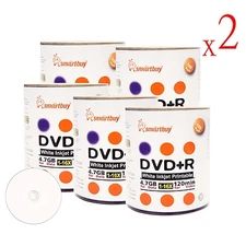 1000 Pack Smartbuy 16X DVD+R 4.7GB White Inkjet Hub Printable Blank Record Disc