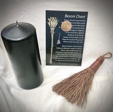 Besom Chant Charm Card Tibetan Silver Wicca Witchcraft Broom Gift