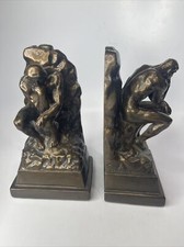 Alva SE 97 Thinker thinking man bookends bronze color statue heavy Made In USA