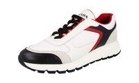 Prada Leder Prax Sneaker - 2EG403 - Weiss Schwarz Rot Grau - Neu - 10,5 44,5