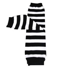 Stars Stripes and Solids Colorful Baby Leg Warmers - Stripes Black  White