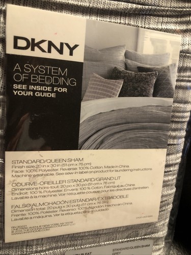 New DKNY Donna Karan City Pleat STANDARD-QUEEN Pillow Sham GRAY GREY - Picture 2 of 7