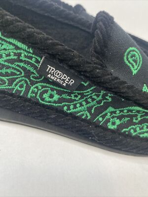 Trooper Bandanna House Shoes Men Sz 5 Woman Sz 7 Unsex Black And Green Paisley Trooper Bandanna House Shoes Men Sz 5 Woman Sz 7 Unsex Black  main image 3