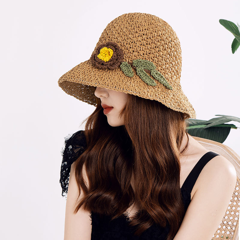 Donna Cappello da Pescatore Largo Falda Paglia Sole Uncinetto