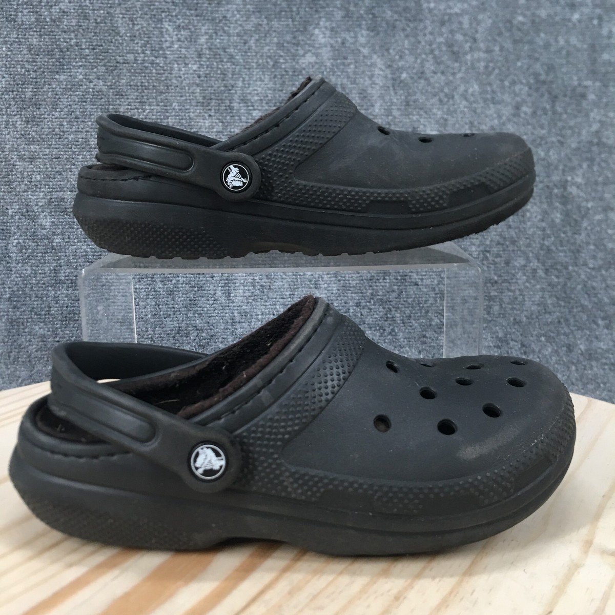 Crocs Shoes Mens 6 Womens 8 Classic Clogs Black Rubber Faux