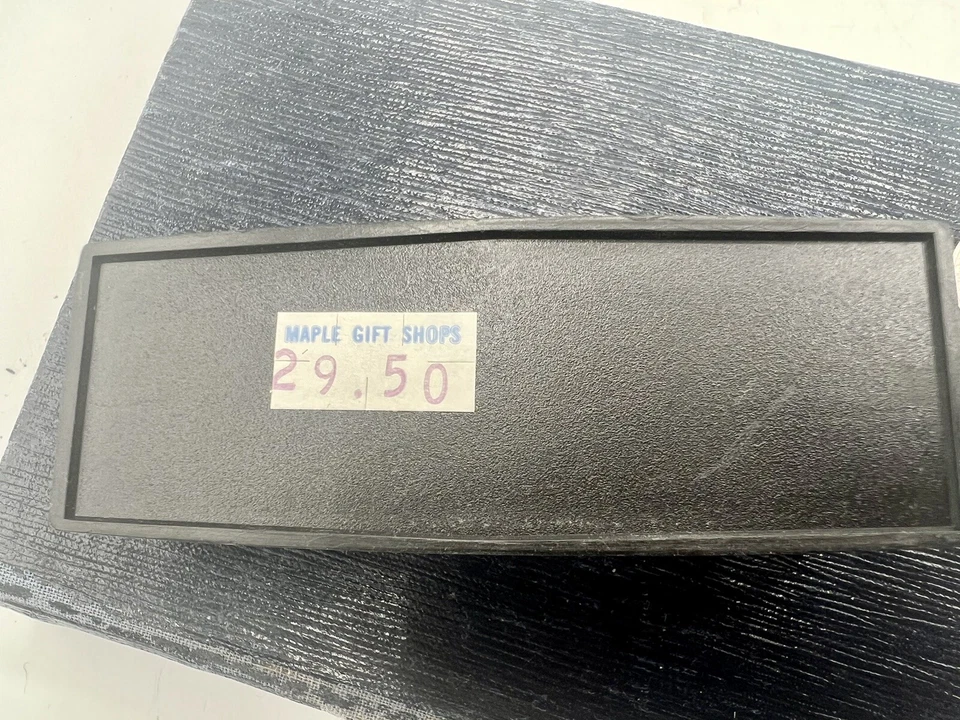 Vintage Lapis Lazuli & Shiny Chrome Tie Clasp Clip Unused Old Store Stock 1990s - Image 4 of 4