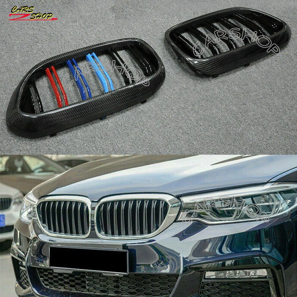 For BMW G30 G31 535i 2017-2022 Dual Slat Color Carbon Fiber Front Kidney Grille - Изображение 3 из 4