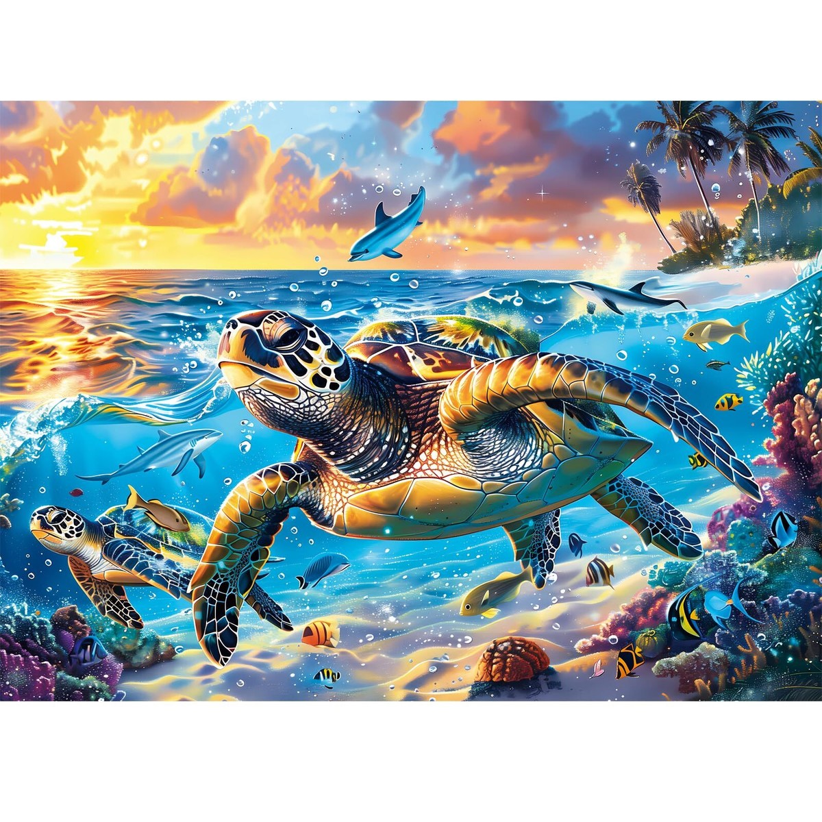 500 Piece Puzzle for Adults-Sea Turtle Puzzle| Recycled Cardboar