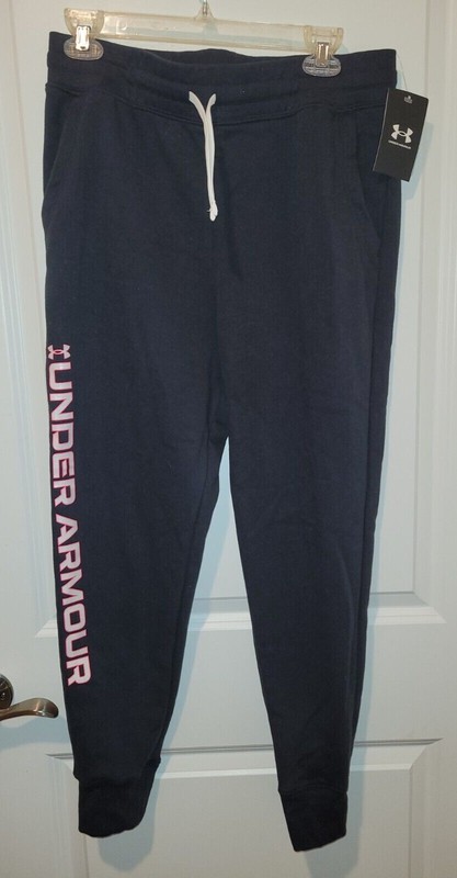 NWT KIDS YOUTH GIRLS UNDER ARMOUR BLACK ATHLETIC PANTS LOOSE FIT DRAWSTRING XL