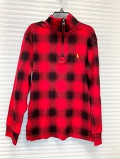 Polo Ralph Lauren Big Boys Checked Cotton Interlock Zip Pullover  Size S 8 