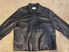Men s Calvin Klein Black Vintage Y2K Leather Zip Front Jacket Classic Size Small